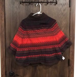 Tribal Print Wool Poncho/Sweater
